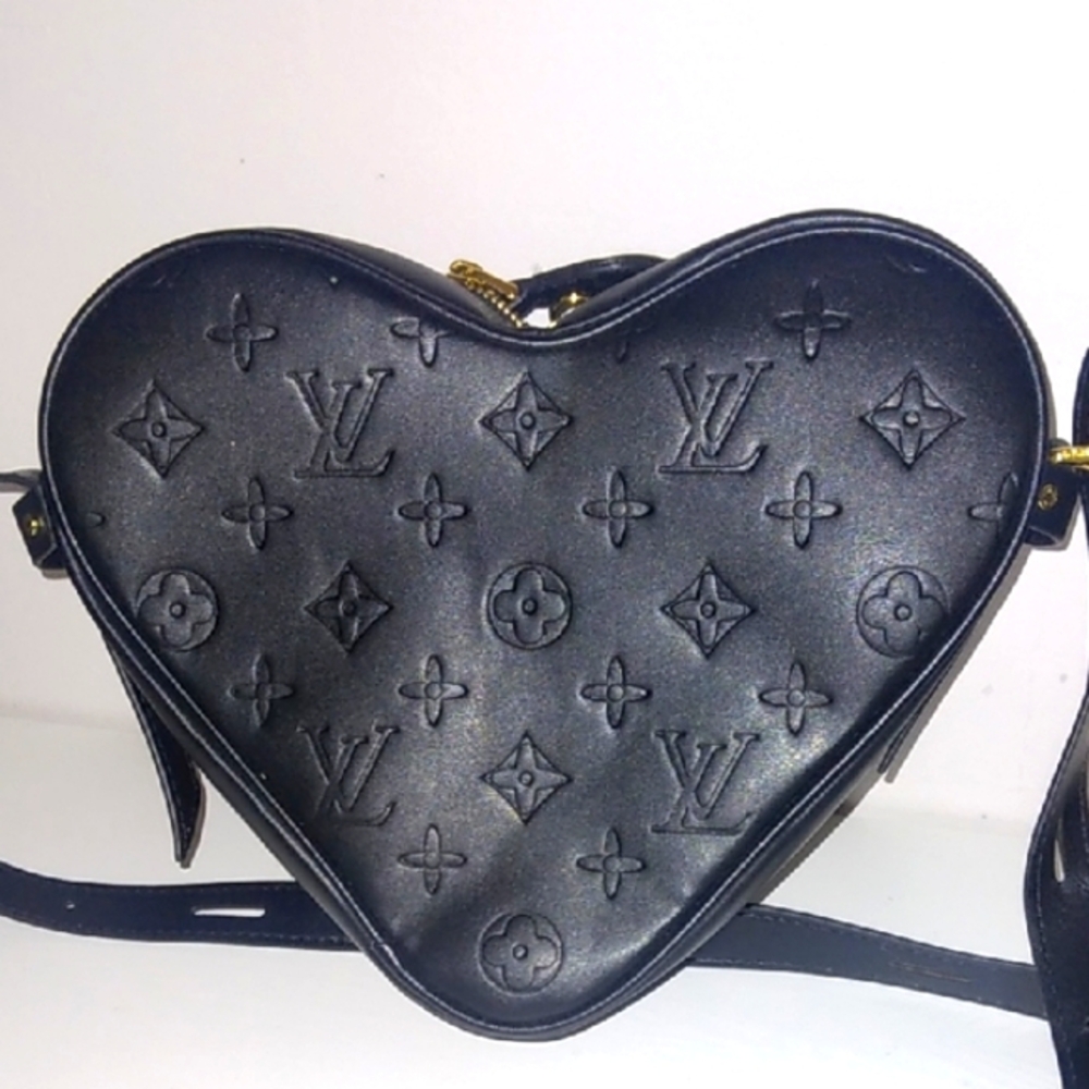 Black Heart Monogram Crossbody Bag